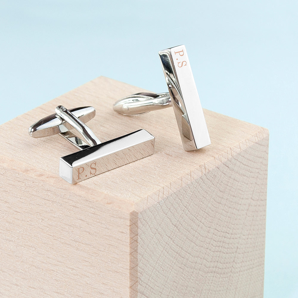 Personalised Bar Cufflinks in Silver or Rose Gold