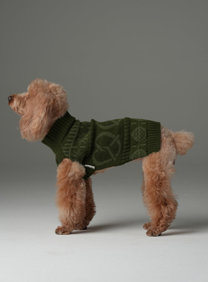 Olive Green Pretzel Pet Sweater