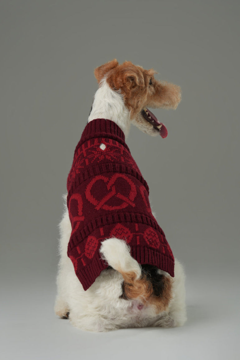 Pretzel Pet Sweater in Burgundy Red