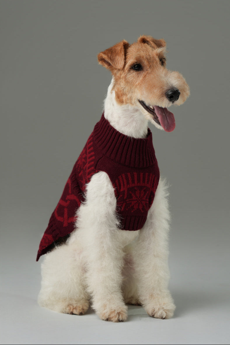 Pretzel Pet Sweater in Burgundy Red