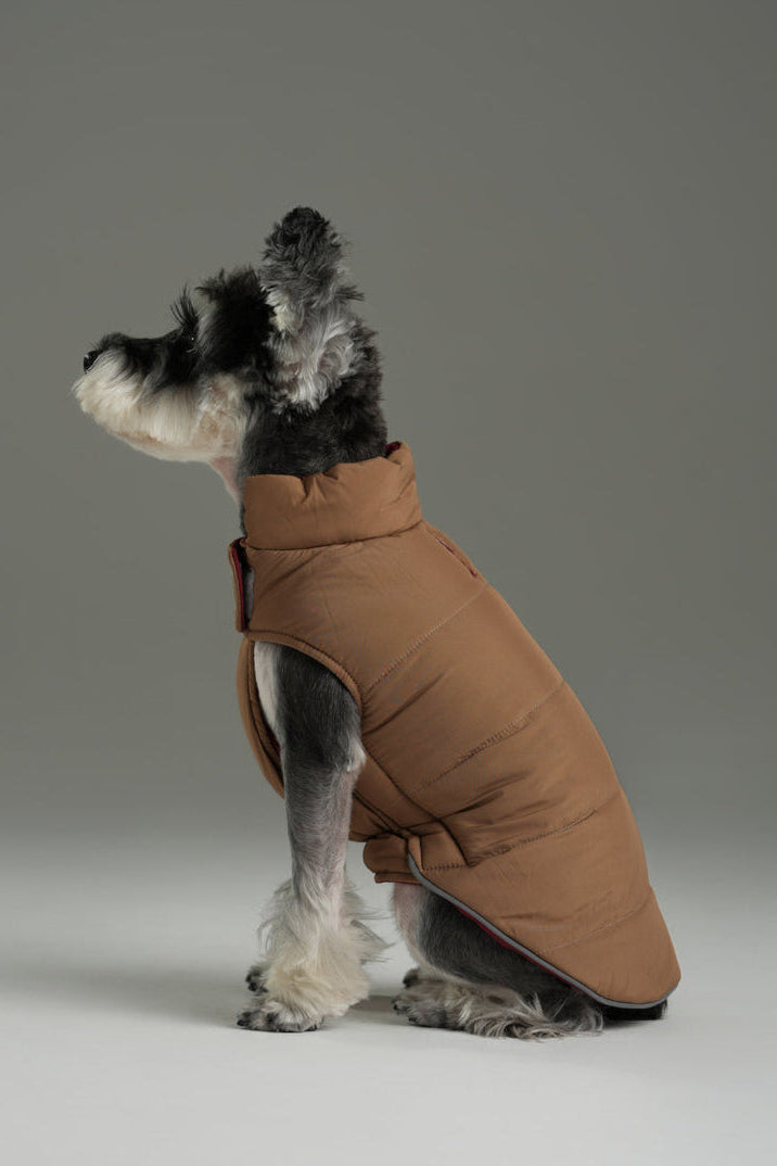 Reversible Dog Vest Jacket Red Brown