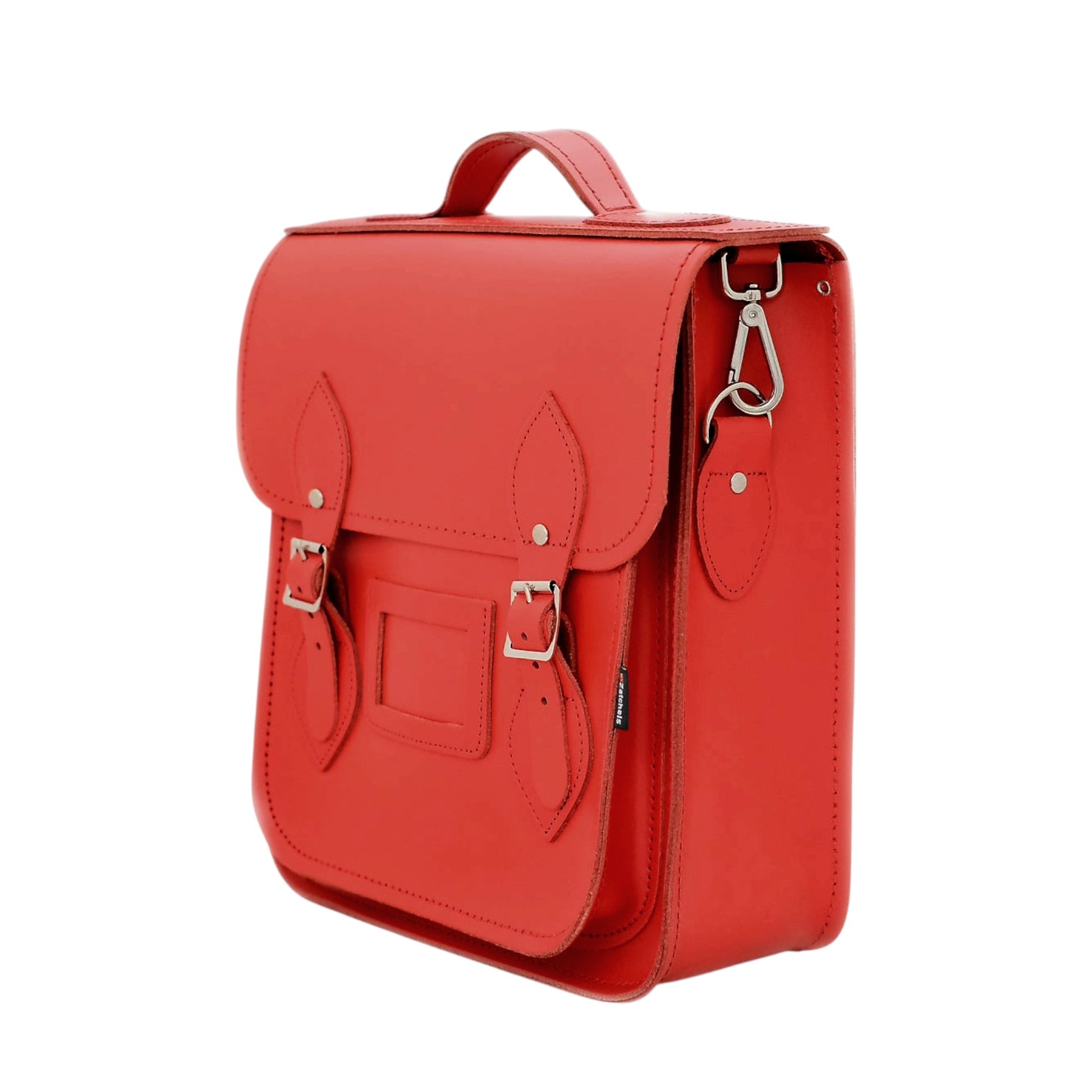 Handmade Leather City Backpack in Pillar Box Red