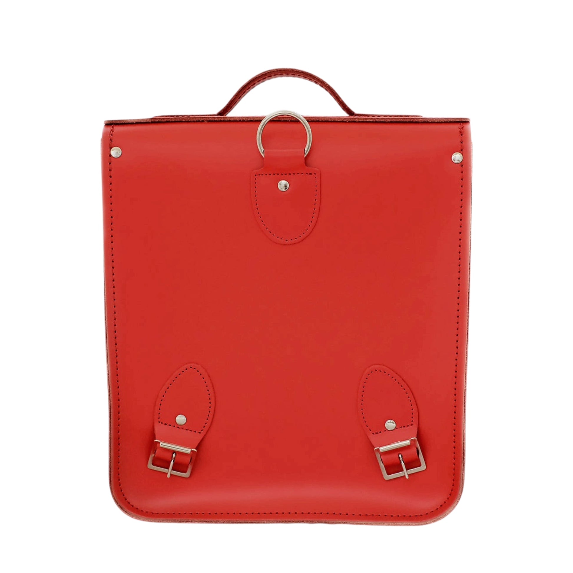 Handmade Leather City Backpack in Pillar Box Red