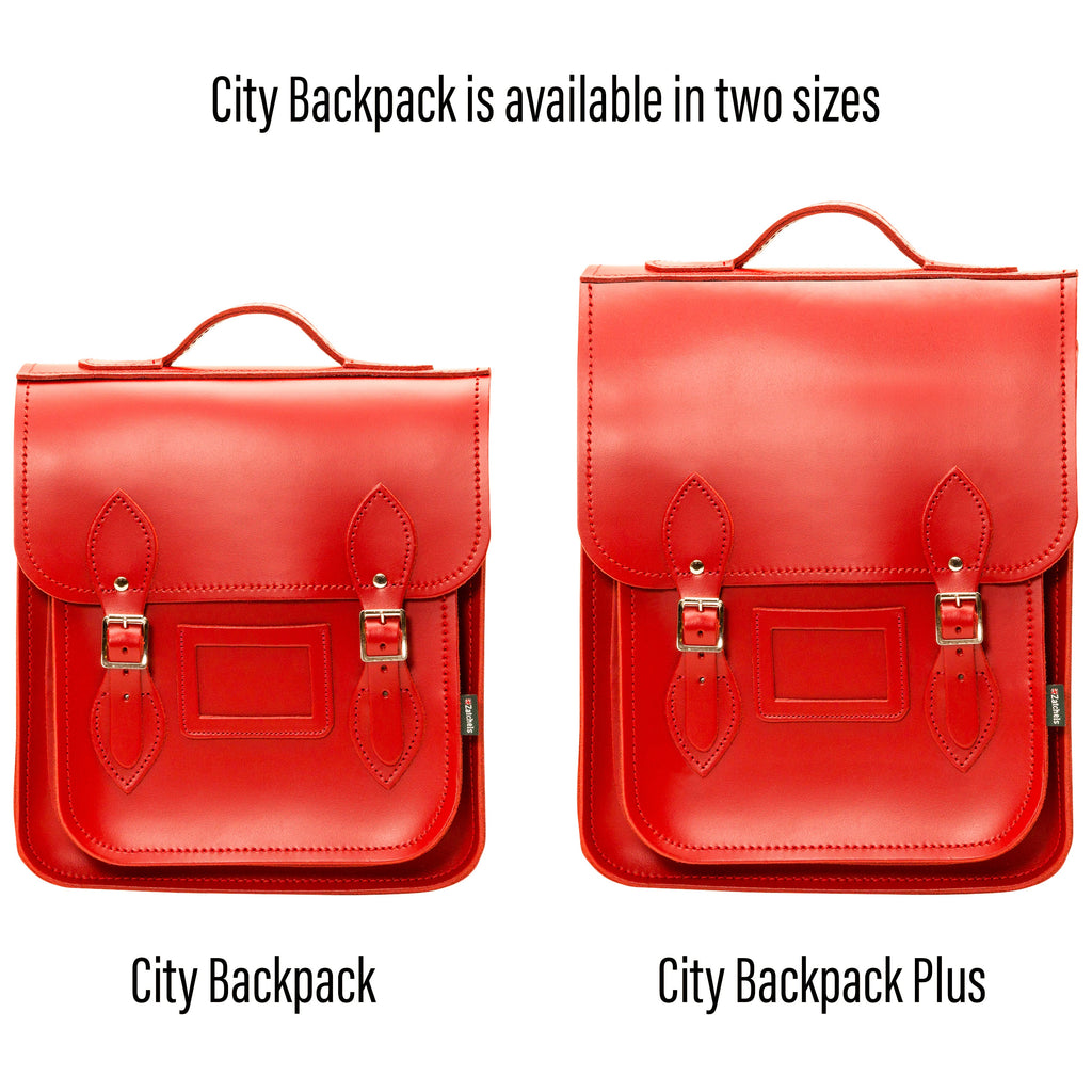 Handmade Leather City Backpack in Pillar Box Red
