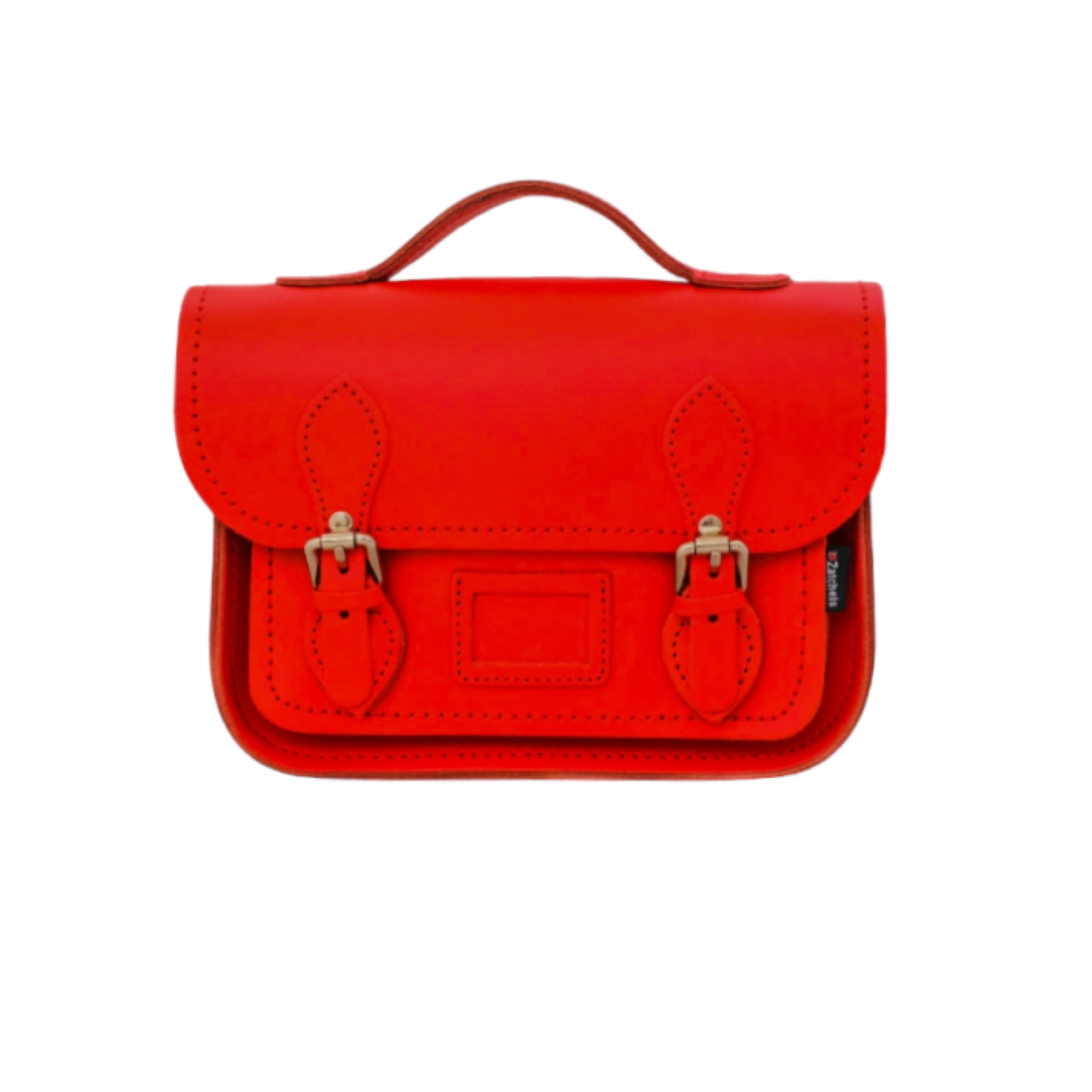Leather Midi Satchel in Pillar Box Red