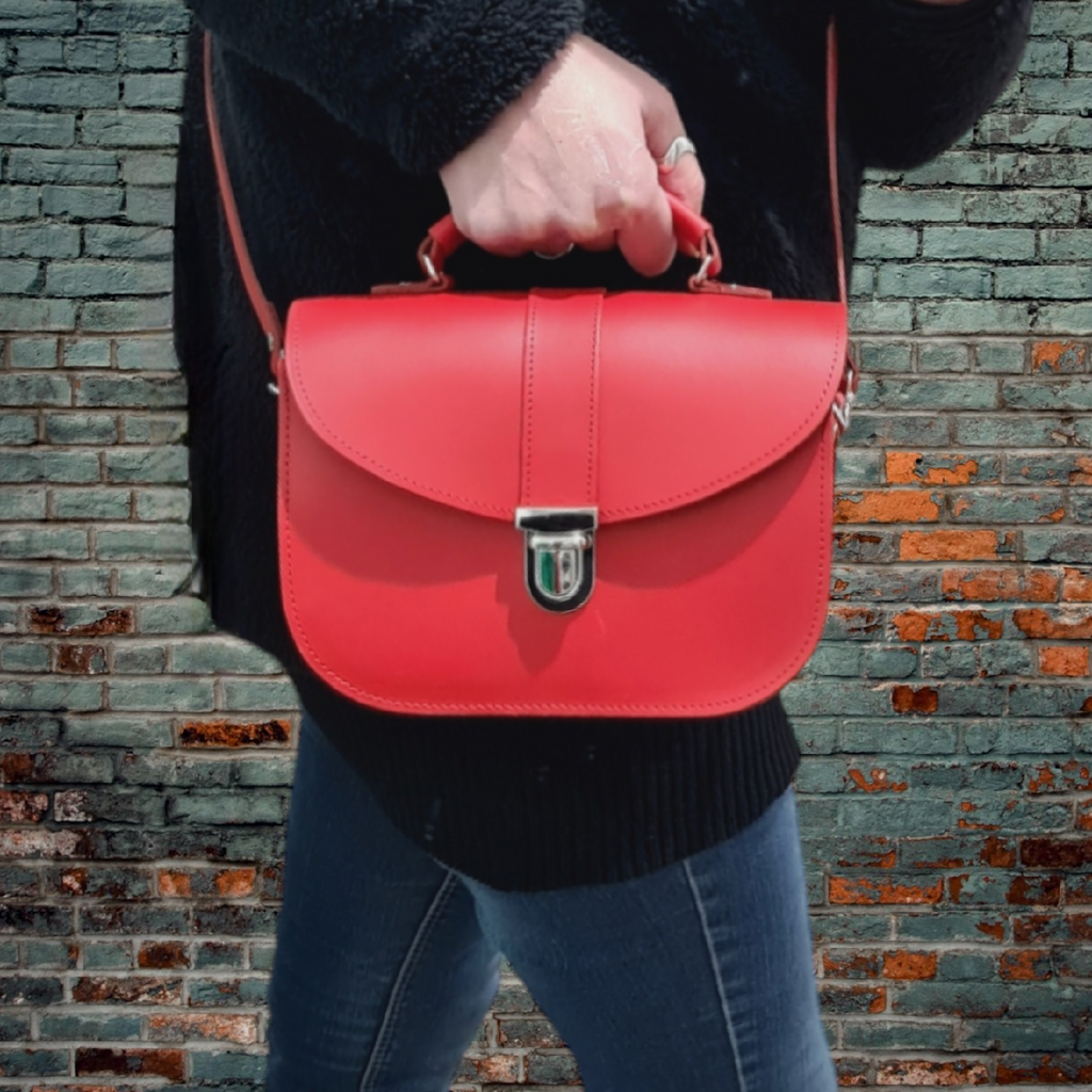 Olympia Handmade Leather Bag in Pillar Box Red