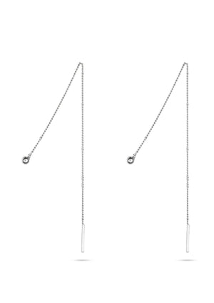 Pin Up Threader Chain Earrings Silver – Elegant & Unique Style by NO MORE at www.brixbailey.com