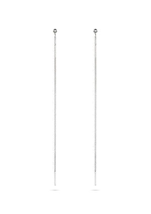 Pin Up Threader Chain Earrings Silver – Elegant & Versatile by NO MORE at www.brixbailey.com