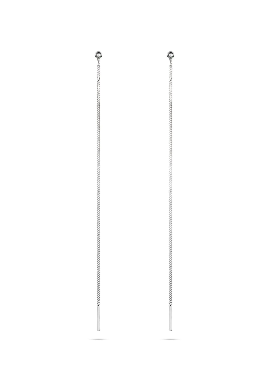 Pin Up Threader Chain Earrings Silver – Elegant & Versatile by NO MORE at www.brixbailey.com