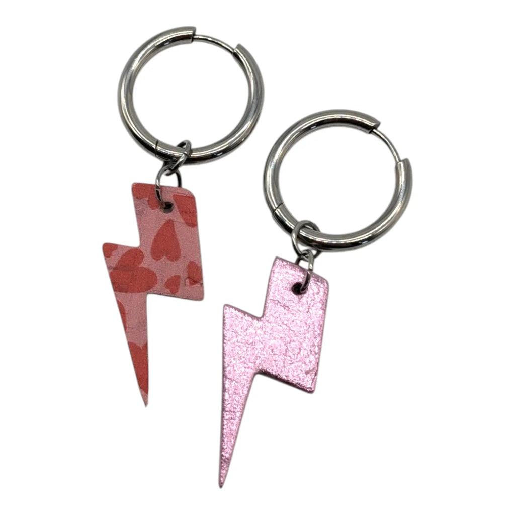 Pink and hearts mini lightning bolt cork charms