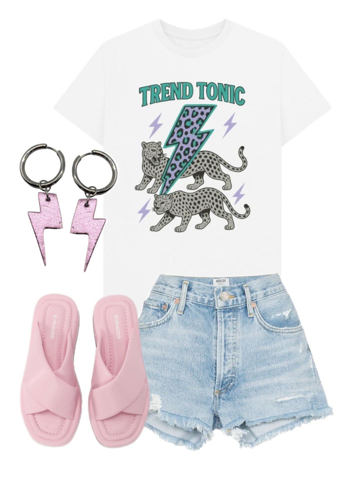 Pink and hearts mini lightning bolt cork charms