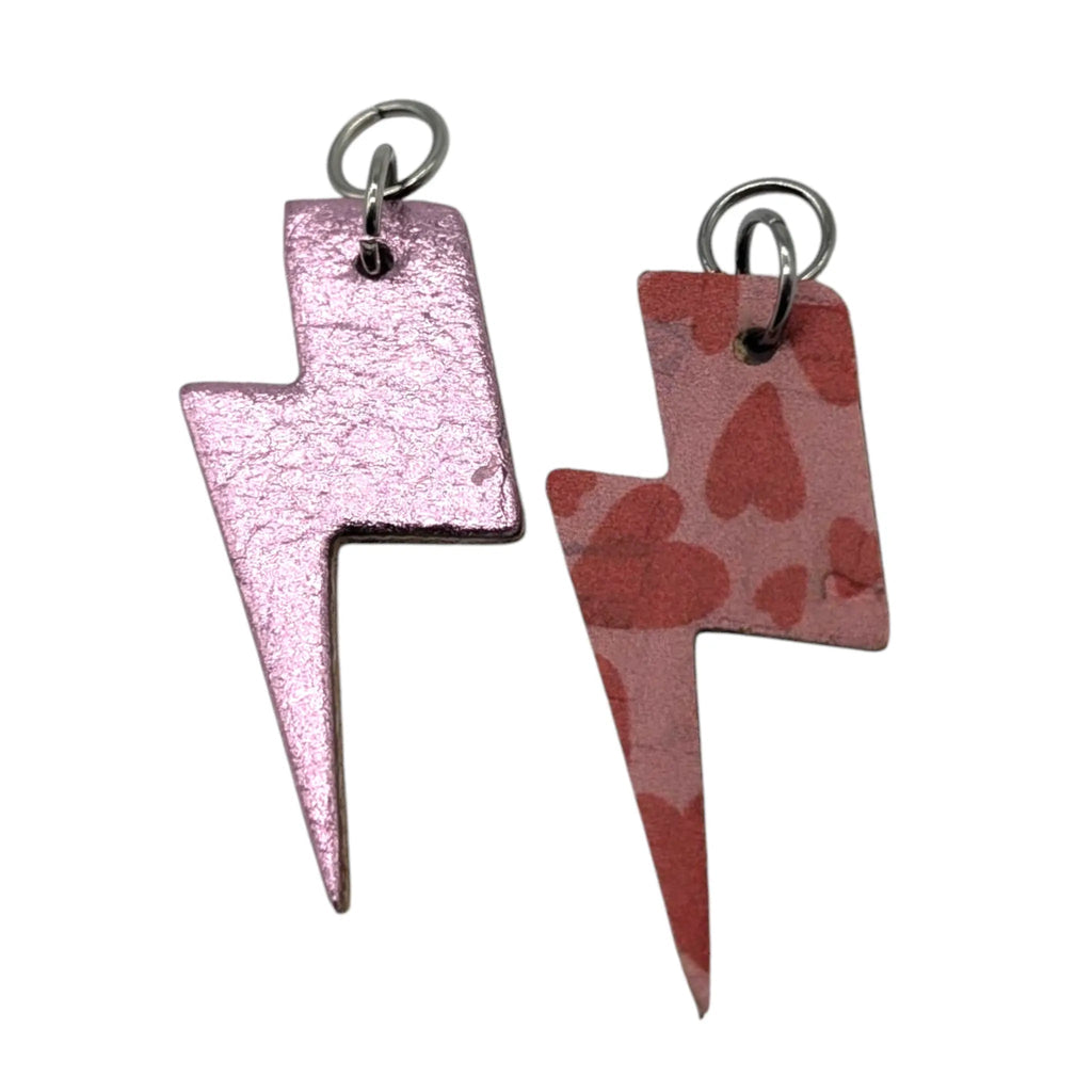 Pink and hearts mini lightning bolt cork charms