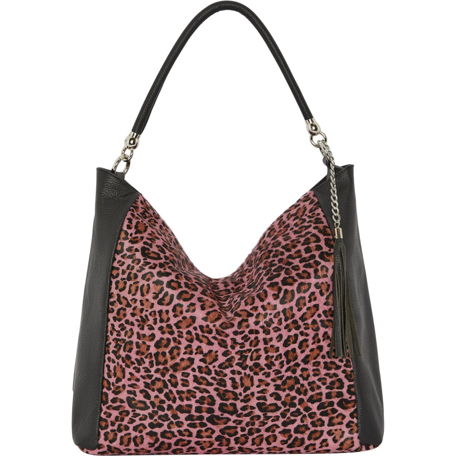 Pink Animal Print Leather Shoulder Bag Brix and Bailey Ethical Bag Brand