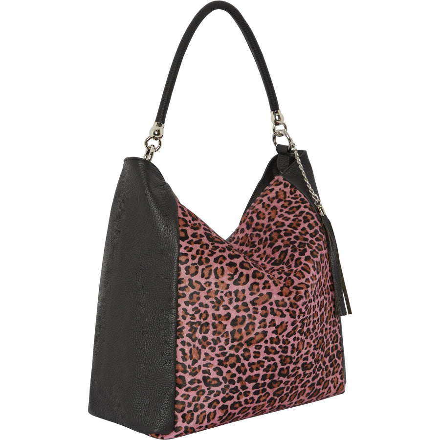 Pink Animal Print Leather Shoulder Bag Brix and Bailey Ethical Bag Brand