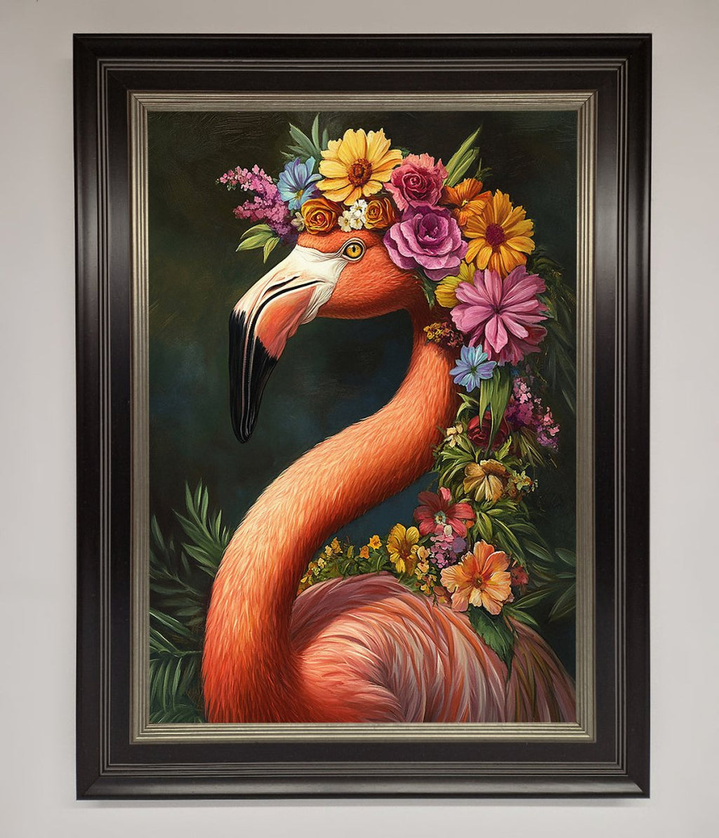Pink Flamingo Floral Framed Poster