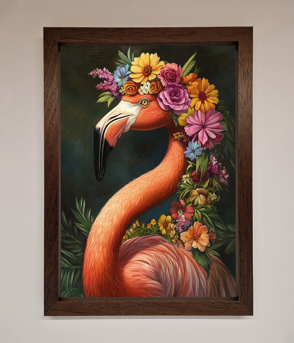 Pink Flamingo Floral Framed Poster