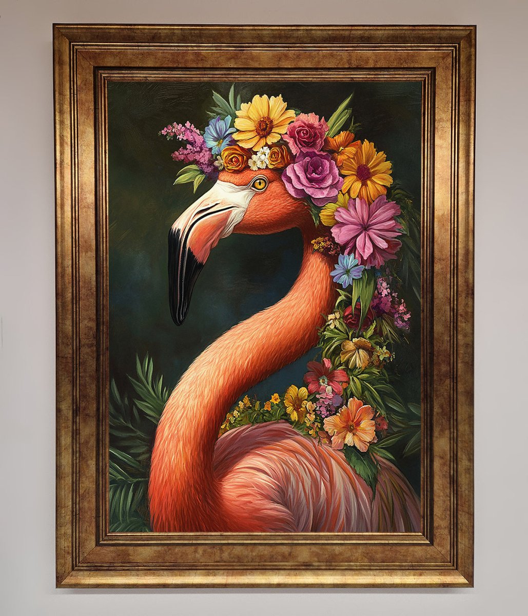 Pink Flamingo Floral Framed Poster