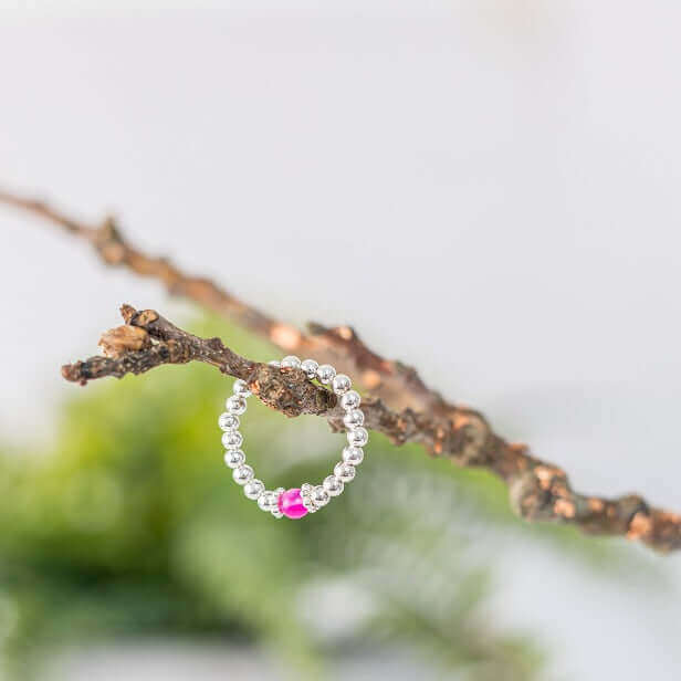Pink Agate Stone Ring in Sterling Silver