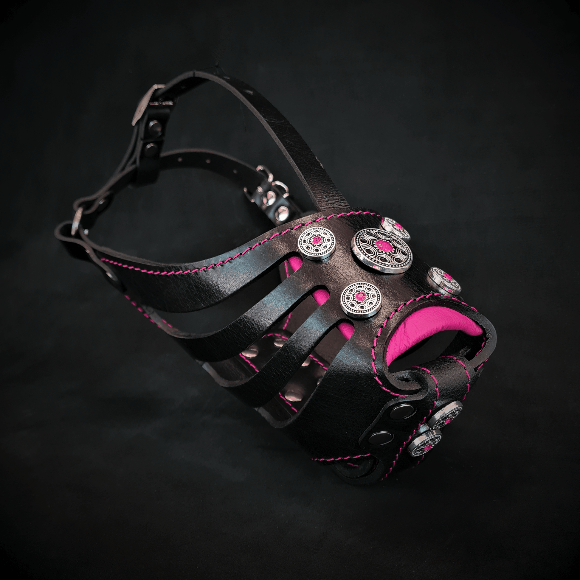 Bijou Basket Muzzle in Black and Pink