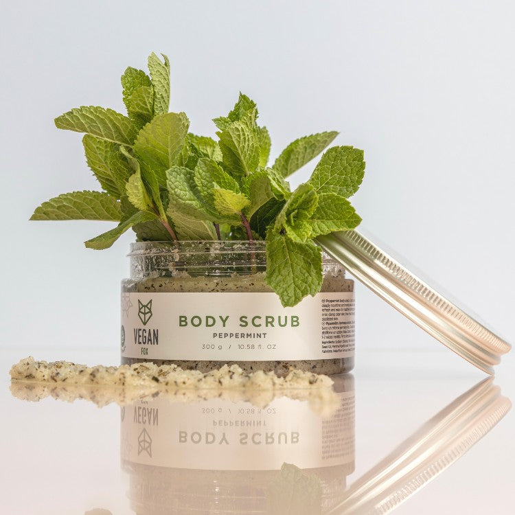 Peppermint Body Scrub with Salt – Vegan, Soothing & Nourishing by Vegan Fox at www.brixbailey.com