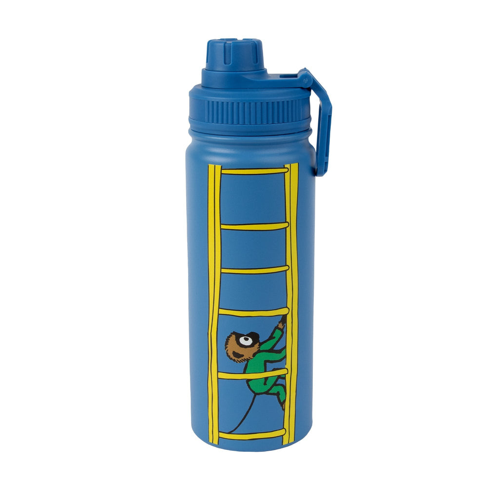 a soft blue pippi thermal bottle resting on a cozy windowsill, morning light highlighting its gentle curves