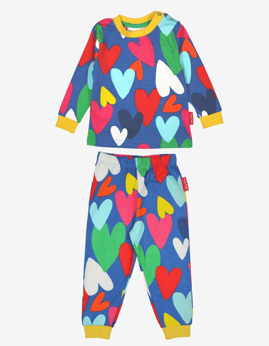 Organic Heart Print Pyjamas in Bright Blue
