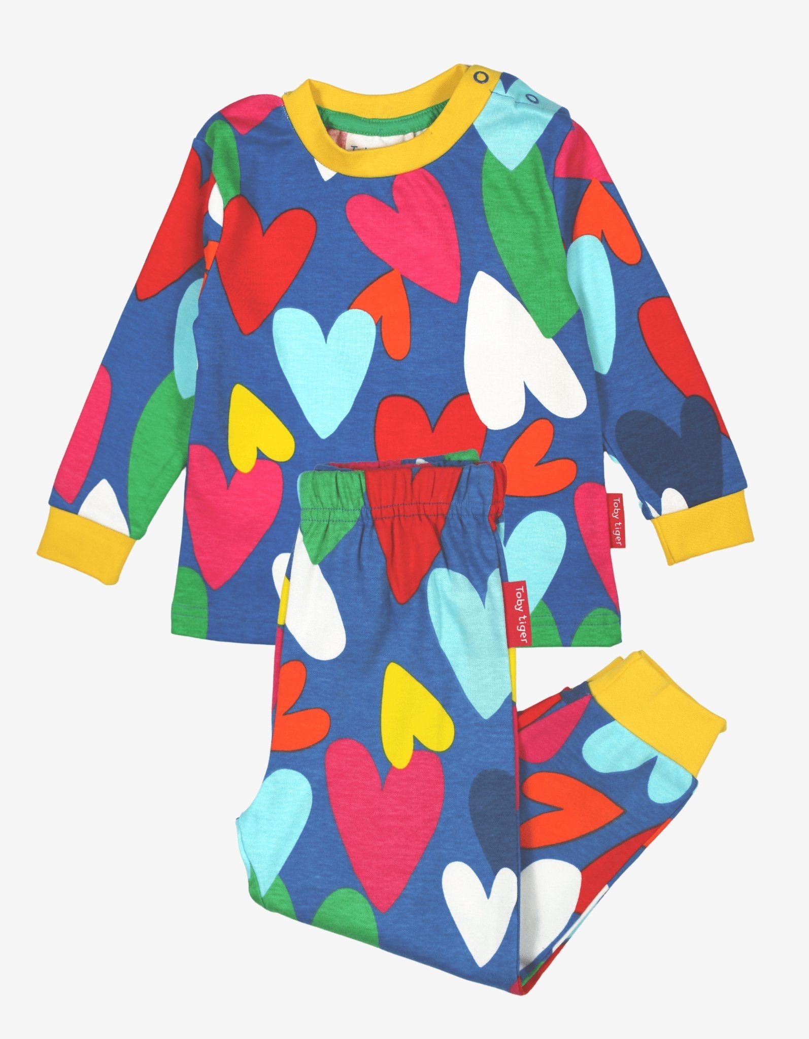 Organic Heart Print Pyjamas in Bright Blue