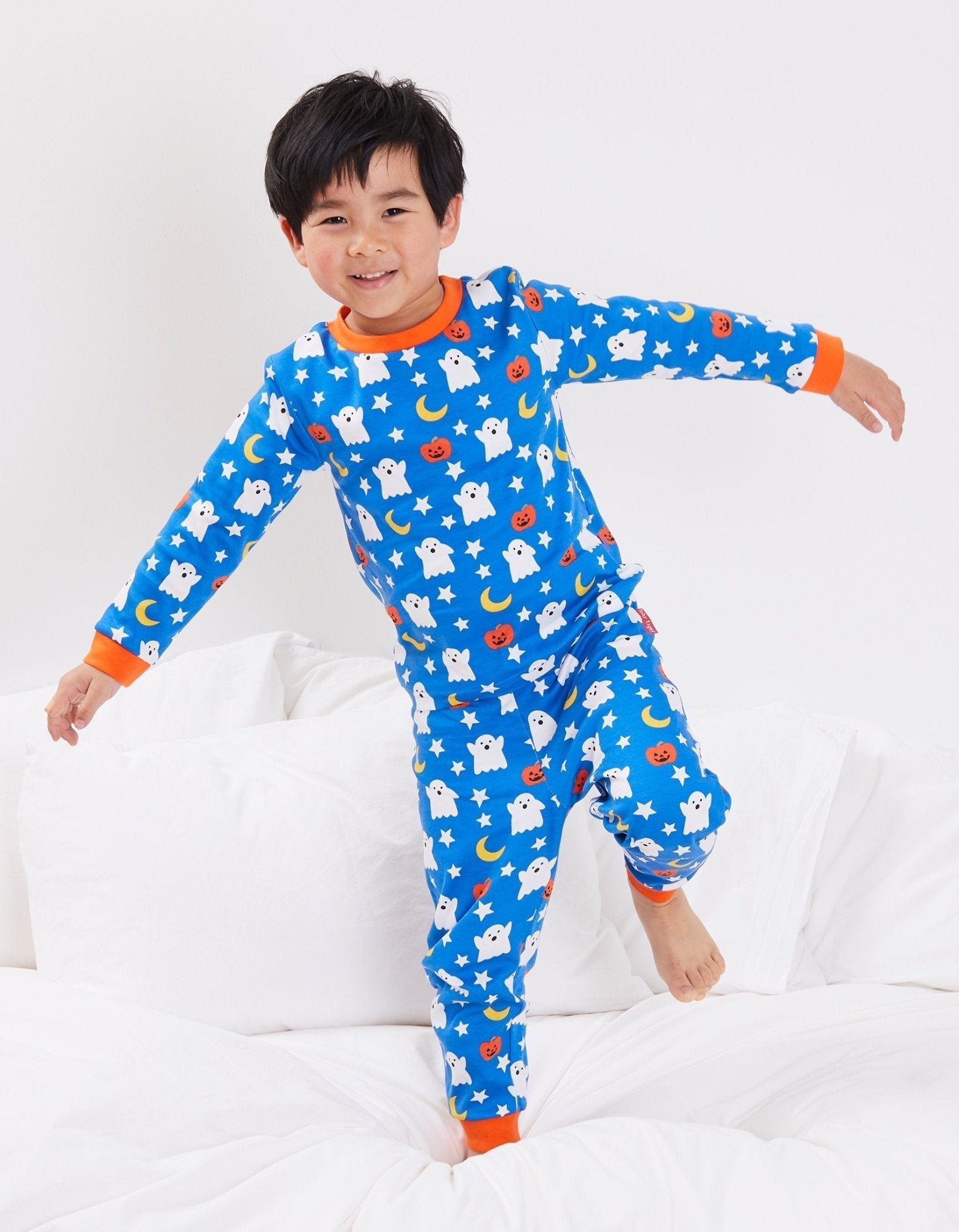 Organic Halloween Pyjamas with Ghost and Pumpkin Print