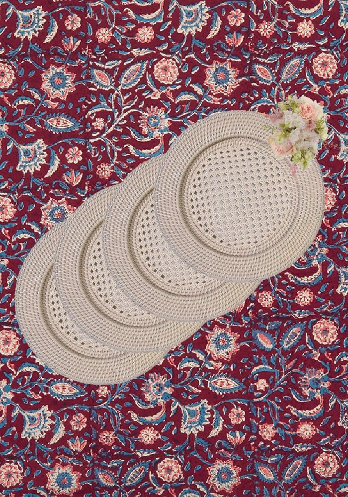 Harbour Island Rattan Round Charger Sand Colour - Set of 4