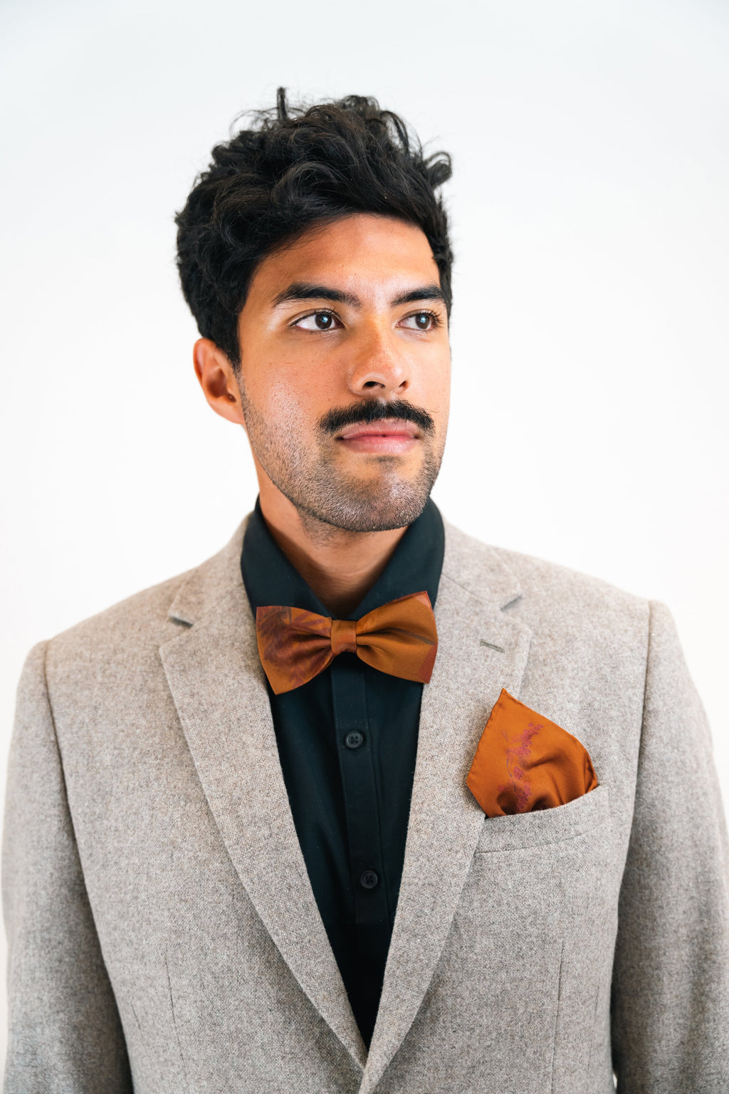 Rust Silk Bow Tie with Ember Floral Print