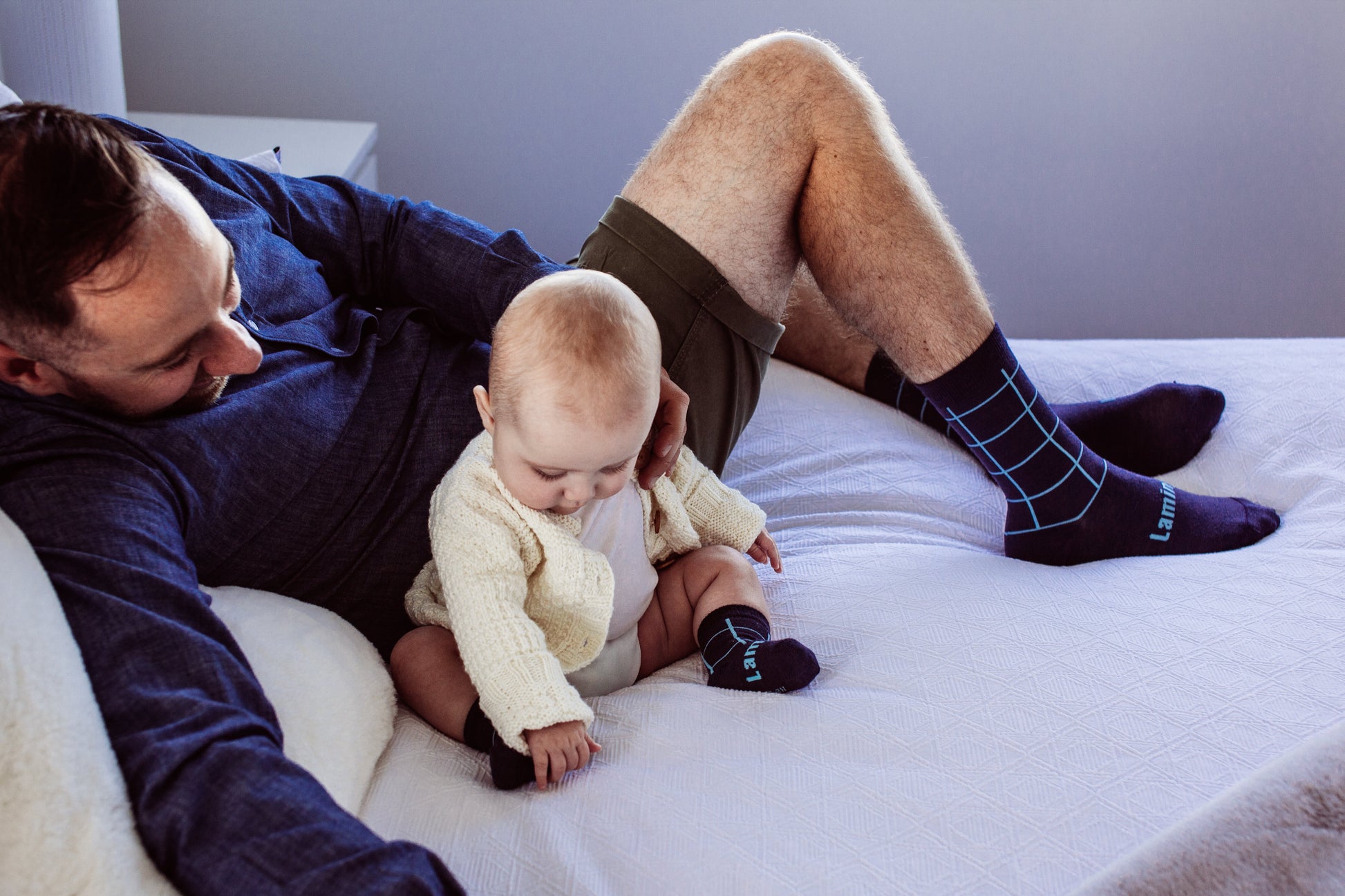 Polar Crew Socks for Baby, Dark Blue and Light Blue