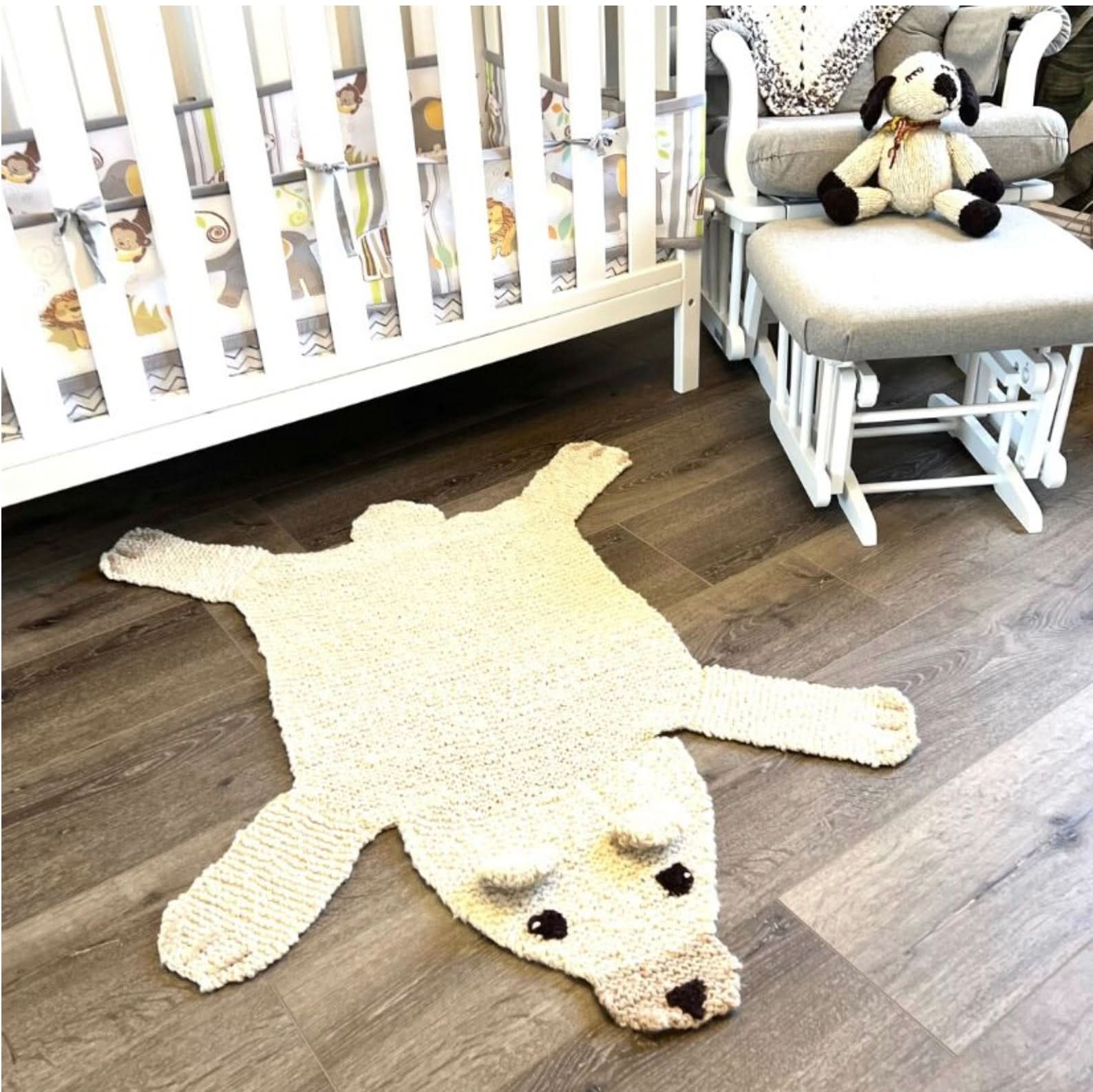 Organic Wool Play Mat Polar Bear 20 x 40 Inches