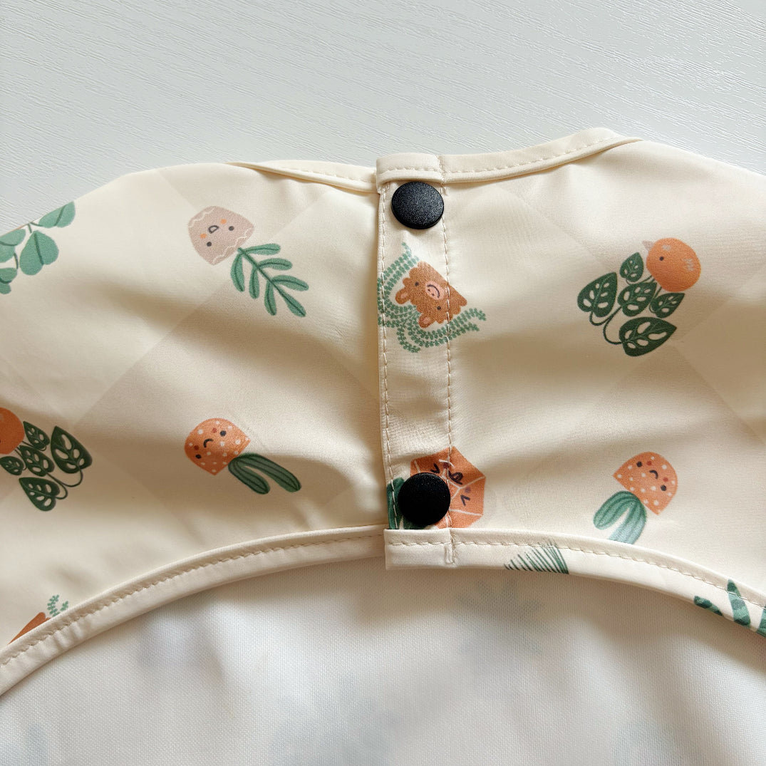 Long Sleeved Baby Bib - Pot Plants