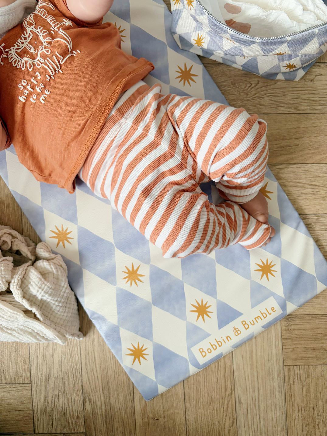 Travel Changing Mat - Blue Harlequin