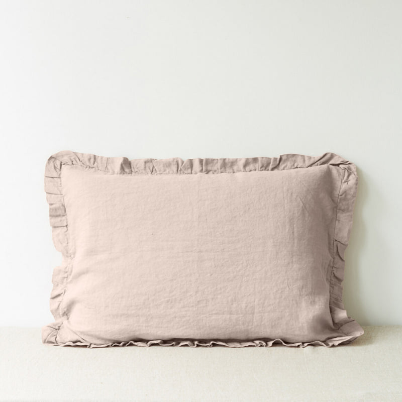 Linen Pillowcase with Frill – Handcrafted, Moisture-Wicking Comfort by Linen Tales at www.brixbailey.com