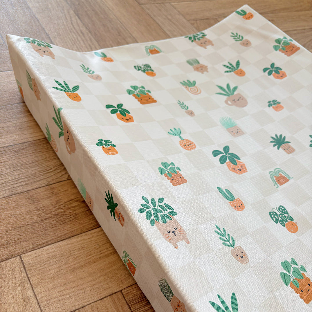 Anti-Roll Wedge Baby Changing Mat - Pot Plants