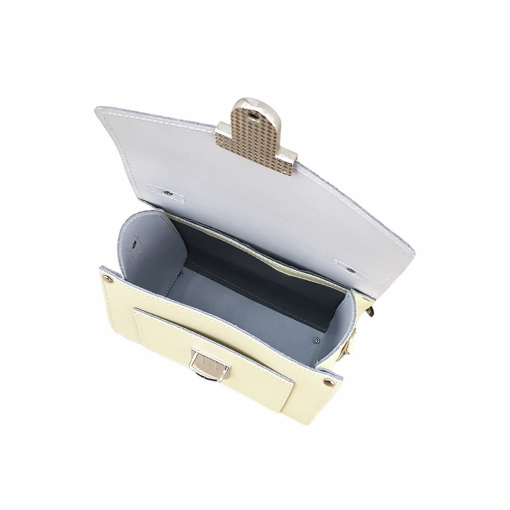 Handmade Leather Sugarcube Handbag - Eggshell