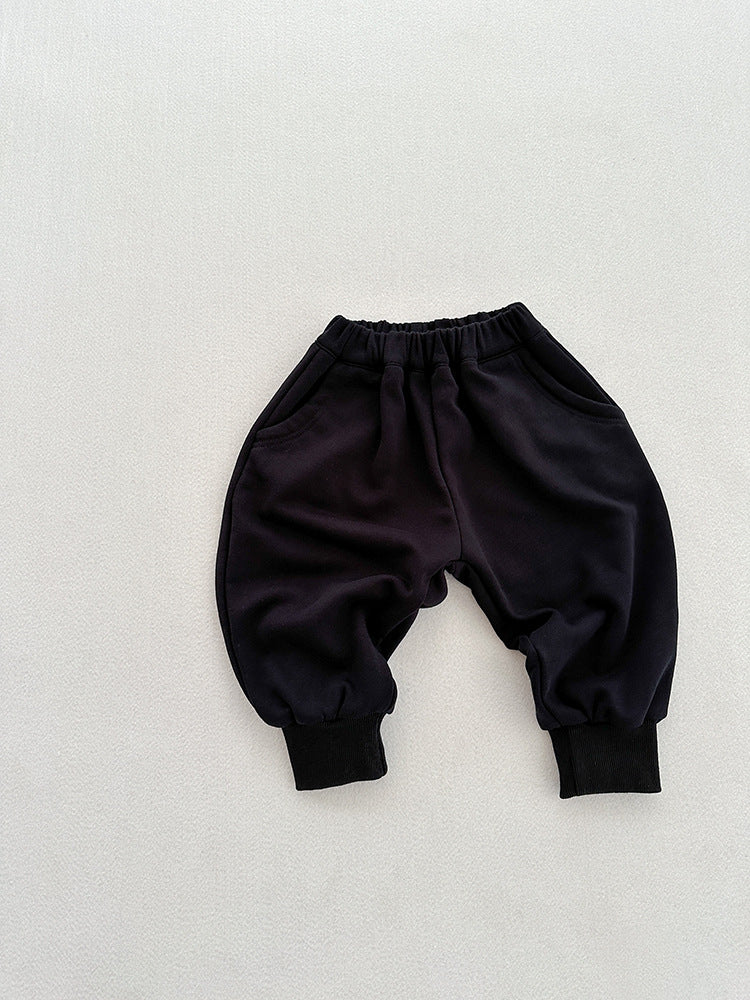 Kids Spring and Autumn Solid Color Sportswear Pants