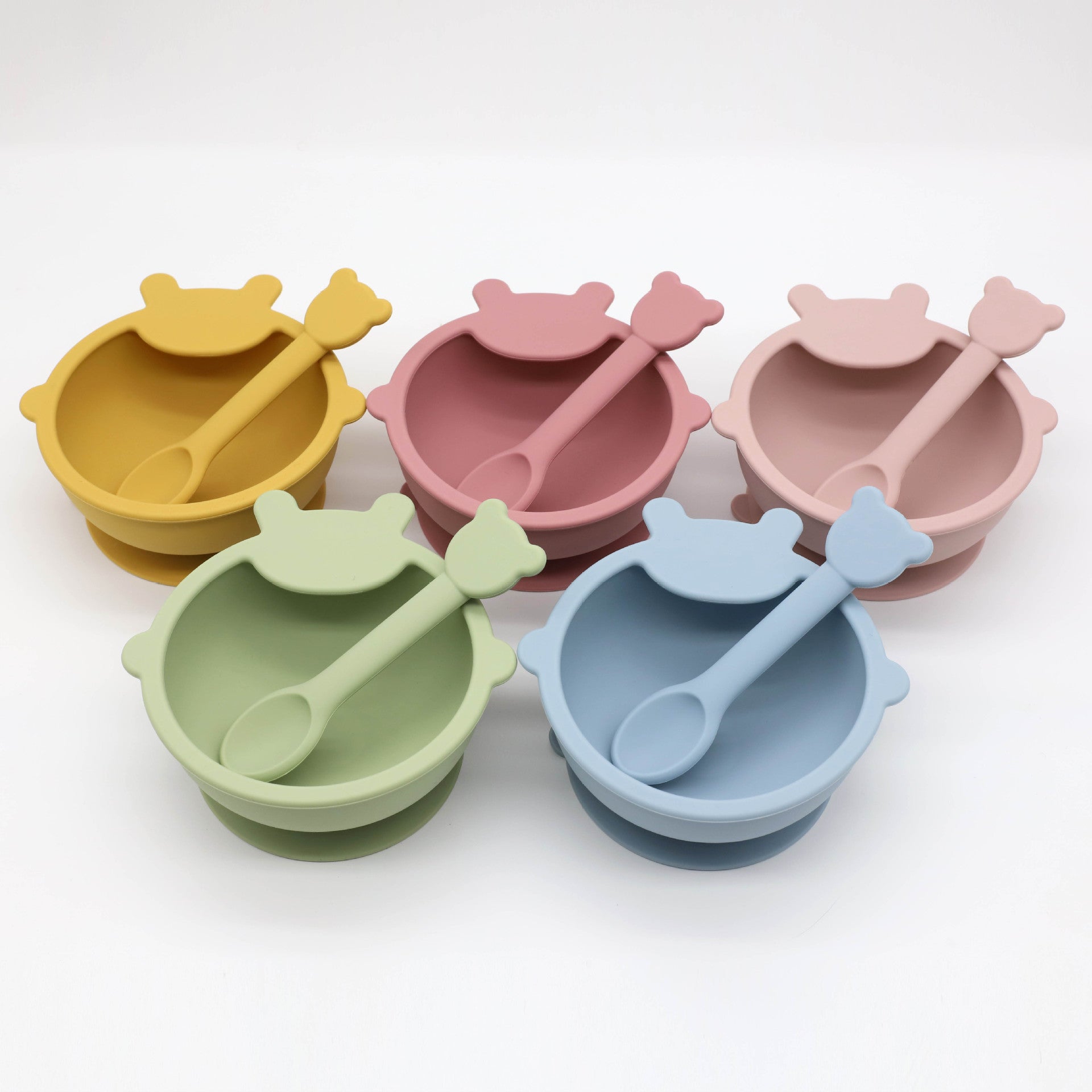 Adorable Bear Silicone Baby Bowl and Spoon Set for First Foods