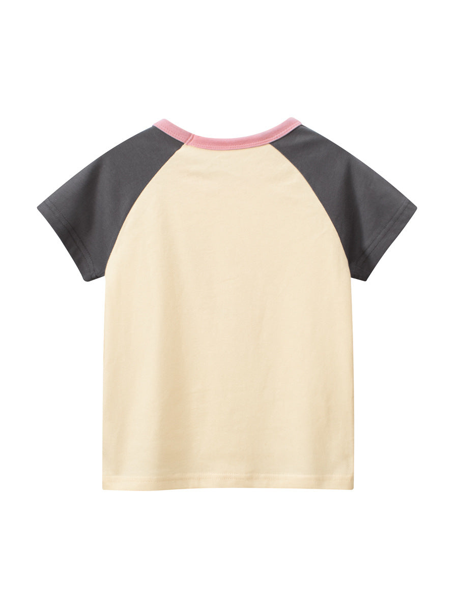 Rabbit Sweet Smile Patchwork T-Shirt for Girls