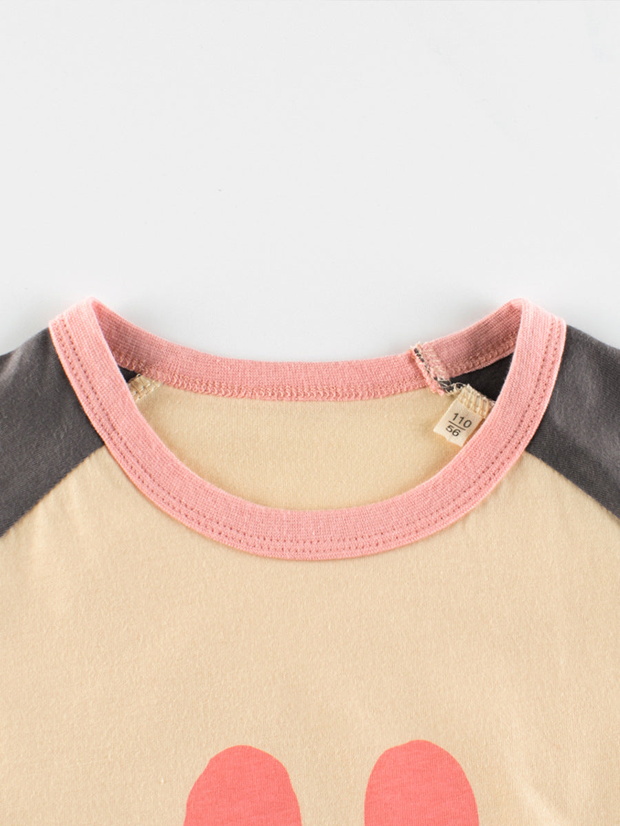 Rabbit Sweet Smile Patchwork T-Shirt for Girls