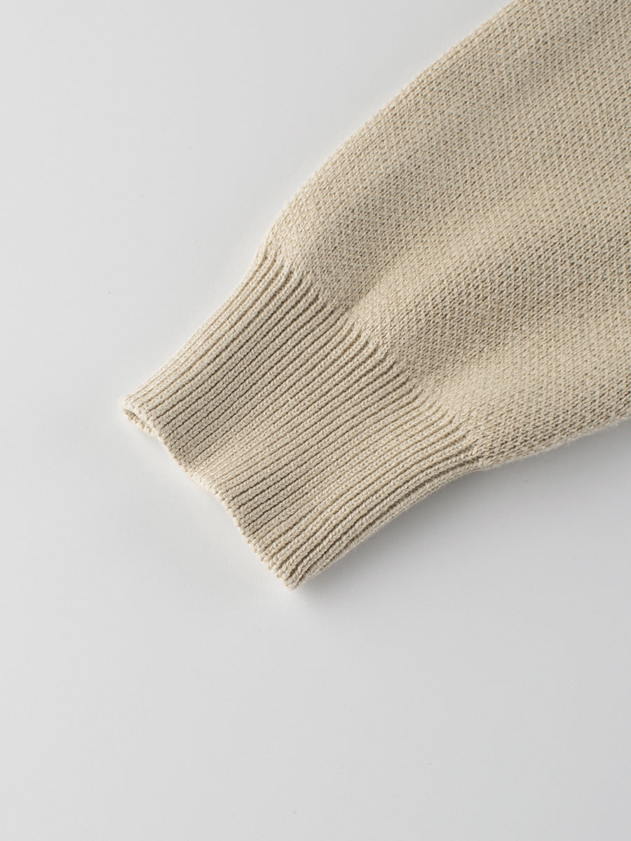 Grey Cat Pattern Knitted Sweatshirt for Baby Girls and Kids