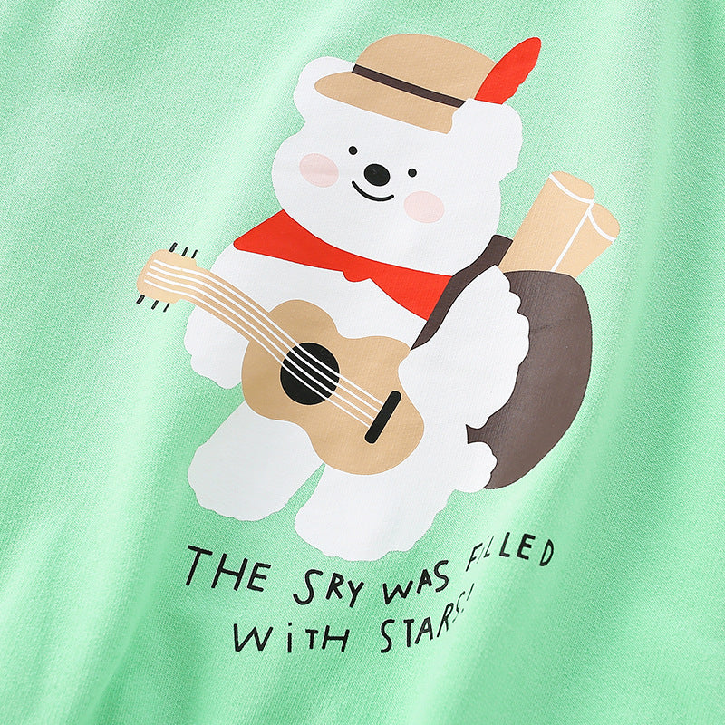 Violin Bear Cotton Hoodie for Baby Boys and Girls