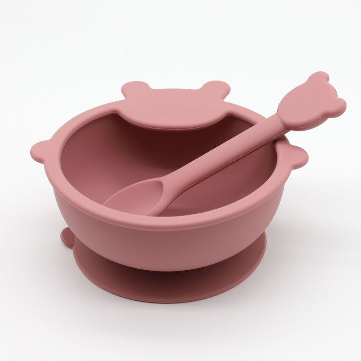 Adorable Bear Silicone Baby Bowl and Spoon Set for First Foods