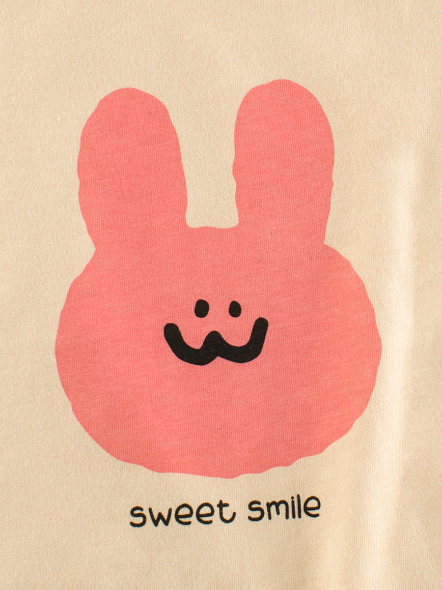 Rabbit Sweet Smile Patchwork T-Shirt for Girls
