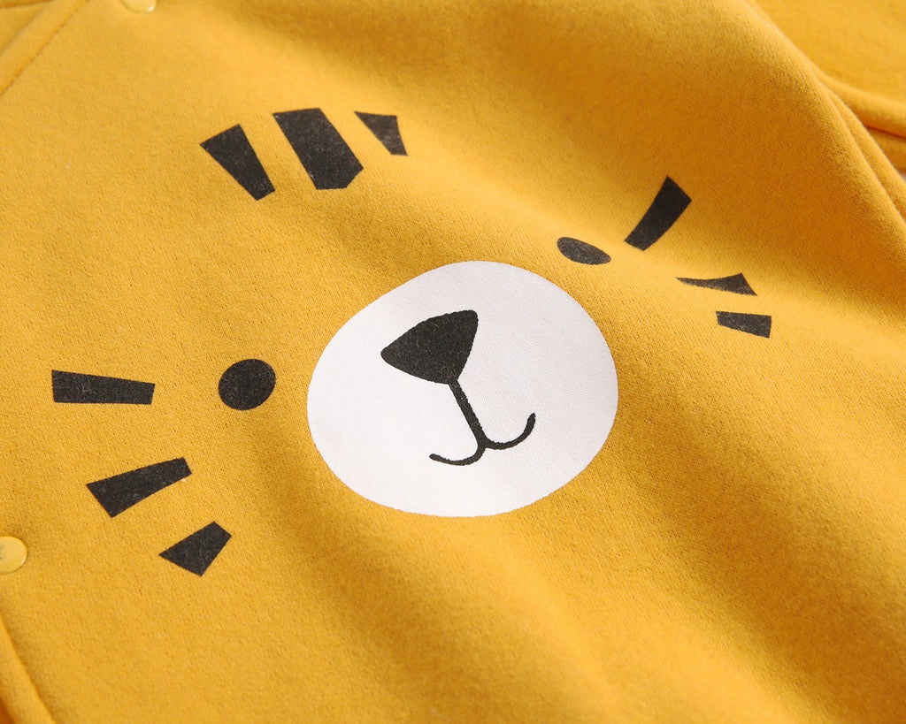 Baby Boy Cartoon Pattern Longsleeve Romper with Matching Hat