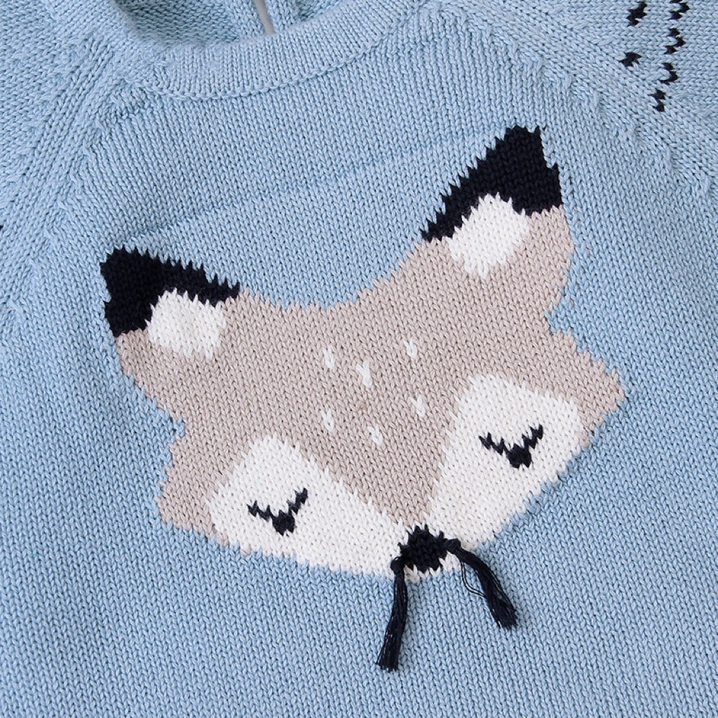 Baby Cartoon Fox Knitted Romper with Triangle Design