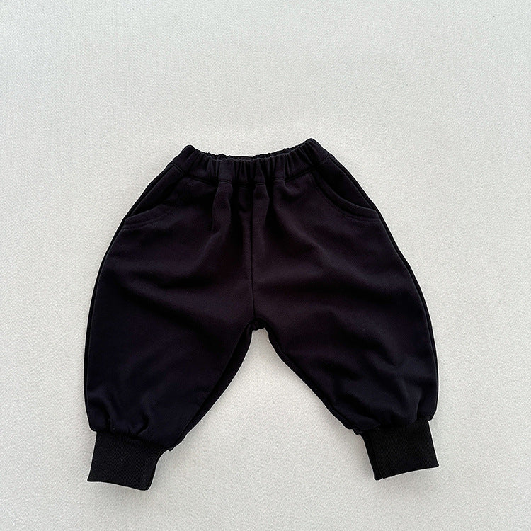 Kids Spring and Autumn Solid Color Sportswear Pants