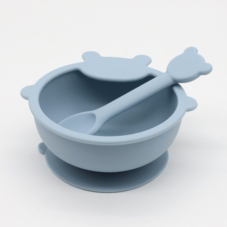 Adorable Bear Silicone Baby Bowl and Spoon Set for First Foods