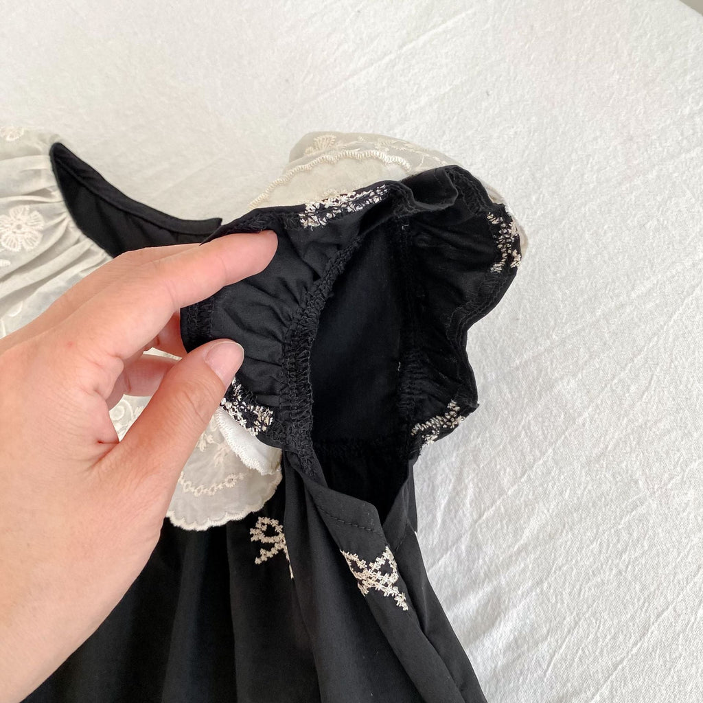 Summer Baby Girl Floral Collar Sleeveless Dress and Onesie Sister Matching Set